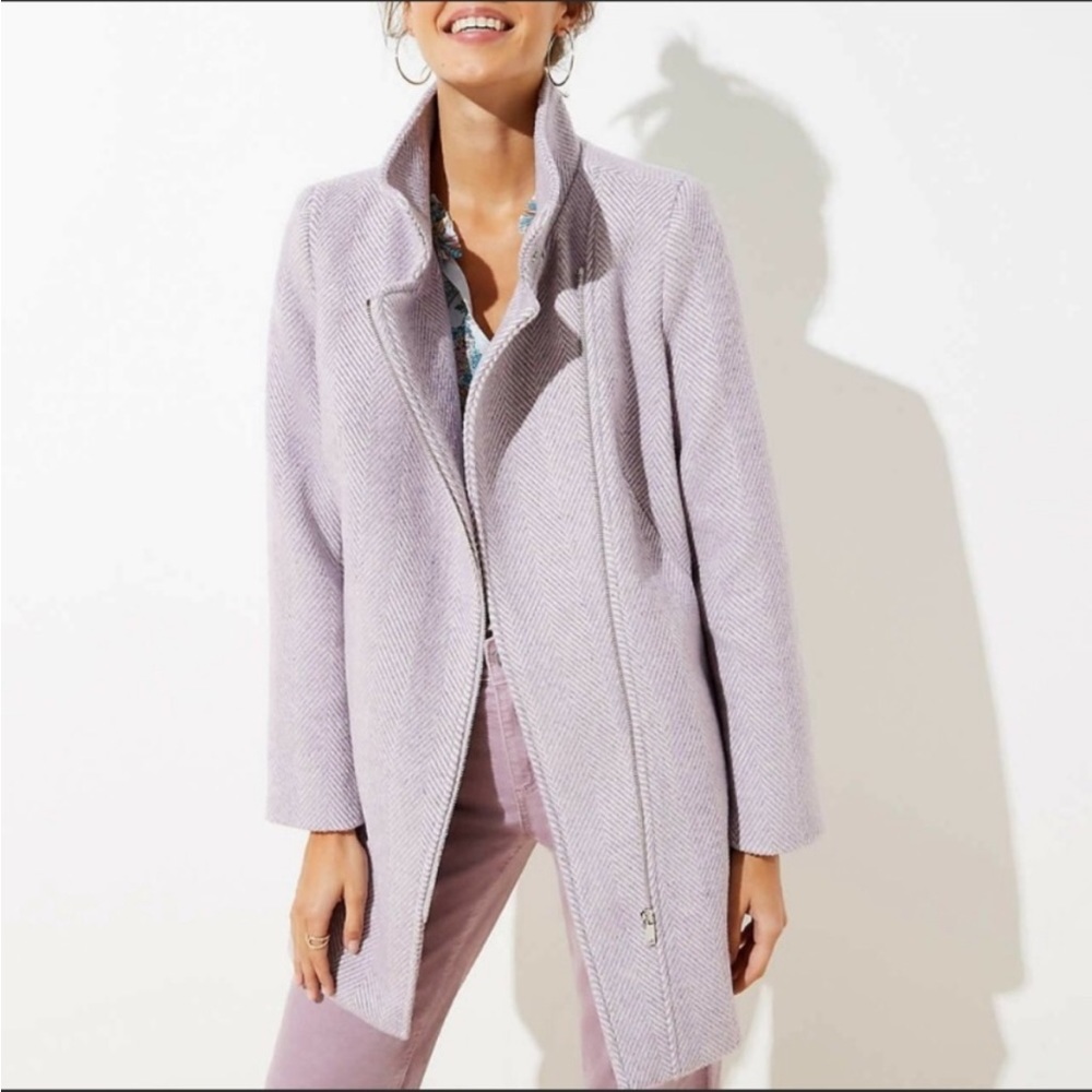 Lavender herringbone loft coat